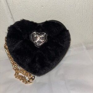 Juicy Couture Black Heart Fluffy Clutch